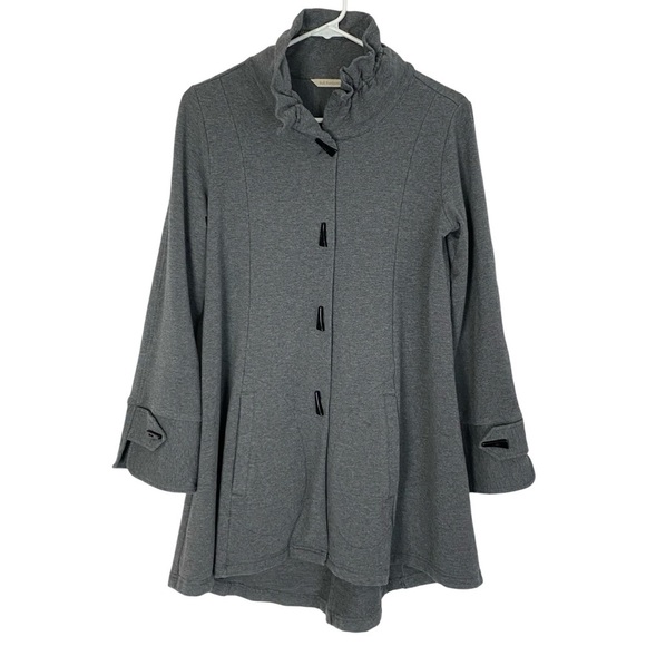 Soft Surroundings Jacket Womens XS Gray Soft Knit Stretch Tunic Spring Pockets - Picture 1 of 10
